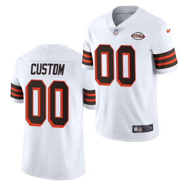 Men's Cleveland Browns ACTIVE PLAYER Custom 2021 White 1946 patch Vapor Untouchable Limited Stitched NFL Jersey